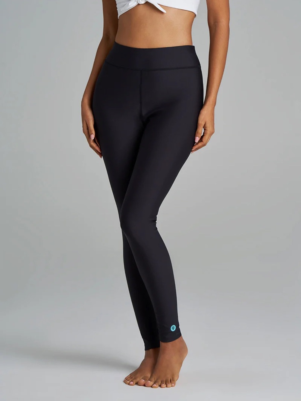 Coolibar Women's Deep Water Swim Tights | Black | Aqua Classic Fabric | XL